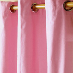 Homescapes Plain Pink Cotton Eyelet Curtains 117 X 137 Cm - thumbnail 3