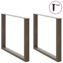 Berkfield Dining Table Legs U-Shaped 2 Pcs Natural Steel 100X(72-73) Cm Steel - thumbnail 3