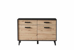 Arte Stylish Artona 85 Sideboard Cabinet H850mm W1260mm D400mm - Oak Artisan & Black Matt With 2 Drawers And 2 Hinged Doors - thumbnail 3