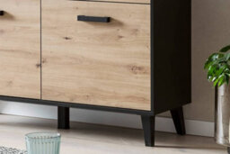 Arte Stylish Artona 85 Sideboard Cabinet H850mm W1260mm D400mm - Oak Artisan & Black Matt With 2 Drawers And 2 Hinged Doors - thumbnail 6