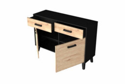 Arte Stylish Artona 85 Sideboard Cabinet H850mm W1260mm D400mm - Oak Artisan & Black Matt With 2 Drawers And 2 Hinged Doors - thumbnail 5