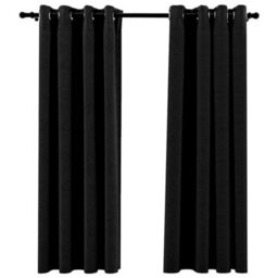 Berkfield Premium Linen-Look Blackout Curtains 2 Pcs Anthracite 140X175Cm