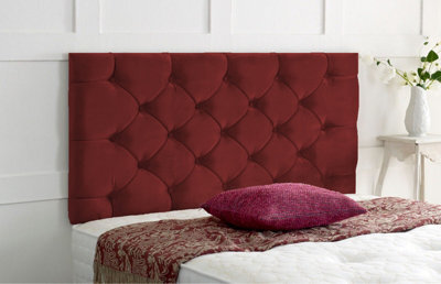 "Adore Designs Chesterfield Plush Velvet 4Ft6 Double 24"" Headboard -  Burgundy"