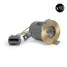 10 Pack - Brushed Brass Gu10  Fire Rated Downlight - Ip65 - Se Home - thumbnail 1
