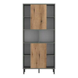 Wyld Haus Spentrup Green Olive And Natural Oak 2-Door Wood Bookcase - thumbnail 3