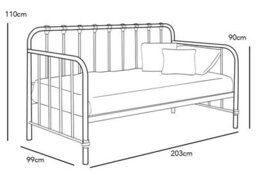York Industrial Style Black Metal Day Bed Single Bed Frame 3Ft - thumbnail 2