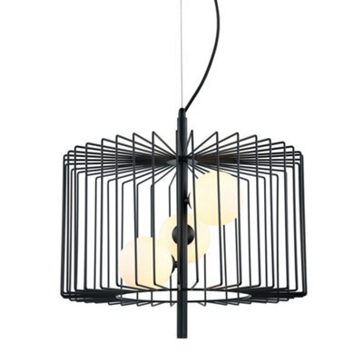 Luminosa Lighting Luminosa Modern Hanging Pendant Black 3 Light  With Black, White Shade, G9 - image 1