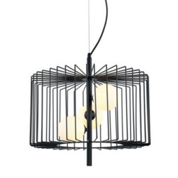 Luminosa Lighting Luminosa Modern Hanging Pendant Black 3 Light  With Black, White Shade, G9 - thumbnail 1