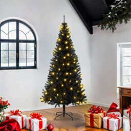 Vidaxl Christmas Tree With 300 Leds With Stand Black 180 Cm Pvc