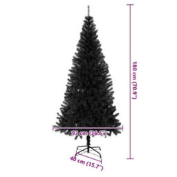 Vidaxl Christmas Tree With 300 Leds With Stand Black 180 Cm Pvc - thumbnail 3