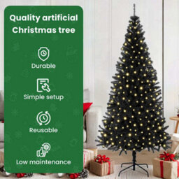 Vidaxl Christmas Tree With 300 Leds With Stand Black 180 Cm Pvc - thumbnail 7