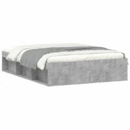 Berkfield Bed Frame Concrete Grey 135X190 Cm Double - thumbnail 2