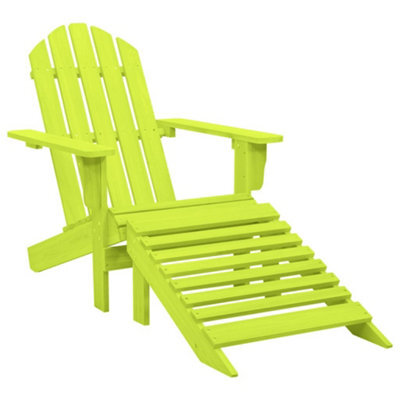 Walplus Garden Adirondack Chair With Ottoman Solid Fir Wood Green - image 1