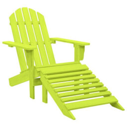 Walplus Garden Adirondack Chair With Ottoman Solid Fir Wood Green - thumbnail 1