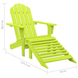 Walplus Garden Adirondack Chair With Ottoman Solid Fir Wood Green - thumbnail 8
