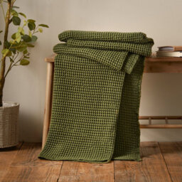 Pineapple Elephant Jaipur Chunky Waffle Cotton 150X200Cm Blanket Throw Olive Green - thumbnail 1