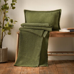 Pineapple Elephant Jaipur Chunky Waffle Cotton 150X200Cm Blanket Throw Olive Green - thumbnail 4