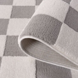 The Rugs Loft Light Grey And Ivory Checkerboard Living Room Area Rug And Runners Soft Pile - thumbnail 6