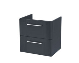 Hudson Reed Deco Wall Hung 2-Drawer Vanity Unit, Stylish Vanity Unit In Bathroom For Contemporary Interiors, Satin Soft Black - thumbnail 1