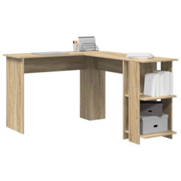 Berkfield Corner Desk With Storage Sonoma Oak 140X113,5X75Cm - thumbnail 3