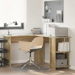 Berkfield Corner Desk With Storage Sonoma Oak 140X113,5X75Cm