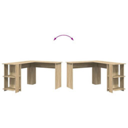 Berkfield Corner Desk With Storage Sonoma Oak 140X113,5X75Cm - thumbnail 8