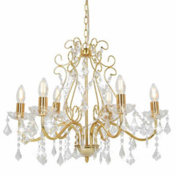 Walplus Chandelier With Crystal Beads Golden Round 6 X E14 - thumbnail 1