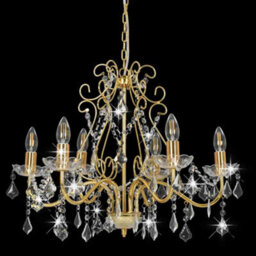 Walplus Chandelier With Crystal Beads Golden Round 6 X E14 - thumbnail 3