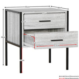 Lassic Vida Designs Brooklyn Grey 2 Drawer Bedside Cabinet (H)500mm (W)430mm (D)400mm - thumbnail 2