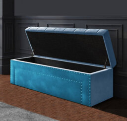 137Cm Duke Ottoman Storage Box -Upholstered Blanket Box - Duck Egg Plush Velvet Multifunctional Storage Box - thumbnail 2