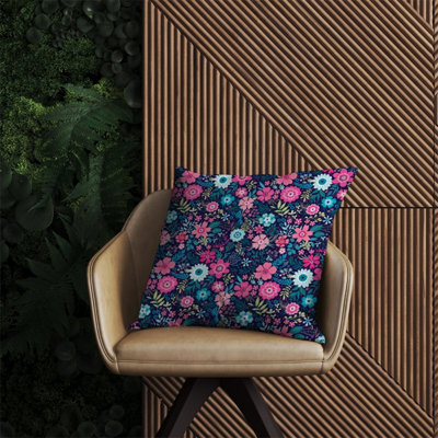 Warren Reed Designer Cute Colourful Flower Pattern Outdoor Cushion 60Cm X 60Cm