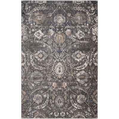 Livabliss Indigo-Vintage Black Grey Beige Traditional Floral Boho Living Dining Bedroom Rug 160 X 220 Cm Easy Care, Non Shedding - image 1