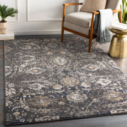 Livabliss Indigo-Vintage Black Grey Beige Traditional Floral Boho Living Dining Bedroom Rug 160 X 220 Cm Easy Care, Non Shedding - thumbnail 2