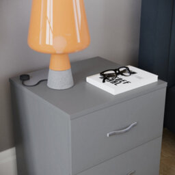 Vida Designs Riano Grey 2 Drawer Bedside Chest (H)470mm (W)400mm (D)360mm - thumbnail 2
