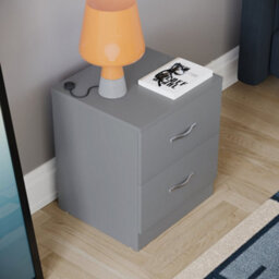 Vida Designs Riano Grey 2 Drawer Bedside Chest (H)470mm (W)400mm (D)360mm - thumbnail 3