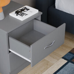 Vida Designs Riano Grey 2 Drawer Bedside Chest (H)470mm (W)400mm (D)360mm - thumbnail 4