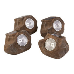 Lighting Collection Kursk Brown Set Of 4 Led Solar Rock Lights - thumbnail 2