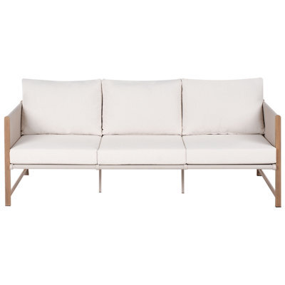 Wyld And Coco 5-Seater Garden Sofa Set With Cushions, Ottoman And Glass Table - Beige - image 1