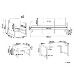 Wyld And Coco 5-Seater Garden Sofa Set With Cushions, Ottoman And Glass Table - Beige - thumbnail 5