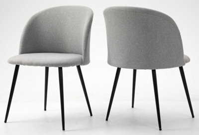 Hallowood Furniture Pair Of Fabric Dining Chair With Metal Legs - Light Grey - image 1