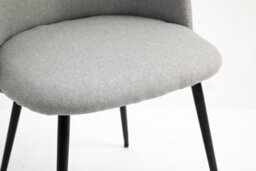 Hallowood Furniture Pair Of Fabric Dining Chair With Metal Legs - Light Grey - thumbnail 8
