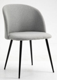 Hallowood Furniture Pair Of Fabric Dining Chair With Metal Legs - Light Grey - thumbnail 4