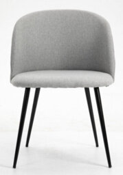 Hallowood Furniture Pair Of Fabric Dining Chair With Metal Legs - Light Grey - thumbnail 3