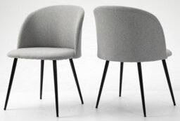 Hallowood Furniture Pair Of Fabric Dining Chair With Metal Legs - Light Grey - thumbnail 1