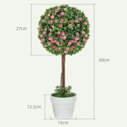 Pink  Set Of 2 Artificial Plants Fake Flowers In Pot - thumbnail 2