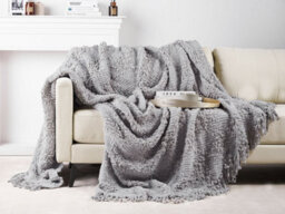 Beliani Blanket Vella Cotton 220 X 240 Cm Grey - thumbnail 2