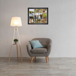 AK Frames 20X16 Black Modern Multi Photo Frame With Mid Grey Mount - Holds 9 Apertures (2X) 7X5, (7X) 6X4 Photos - thumbnail 3