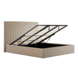 Wyld Haus Dublin Beige Velvet 6Ft Super King Ottoman Bed With Tall Ribbed Headboard - thumbnail 6