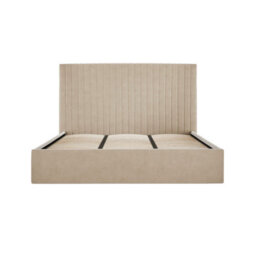 Wyld Haus Dublin Beige Velvet 6Ft Super King Ottoman Bed With Tall Ribbed Headboard - thumbnail 5