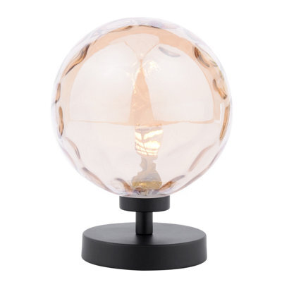 The Lighting Studio Esben Touch Table Lamp Matt Black With Amber Dimpled Glass - image 1